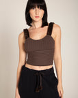 SEDONA KNIT CROP TOP WITH FAUX FUR TRIM
