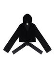 TIGRESSE VELVET WRAP HOODIE WITH SATIN TIE STRAPS