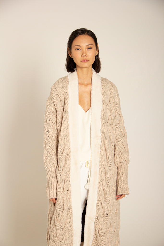 TALISMAN Cashmere-Wool Faux-Fur Cardigan