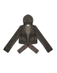 TIGRESSE VELVET WRAP HOODIE WITH SATIN TIE STRAPS
