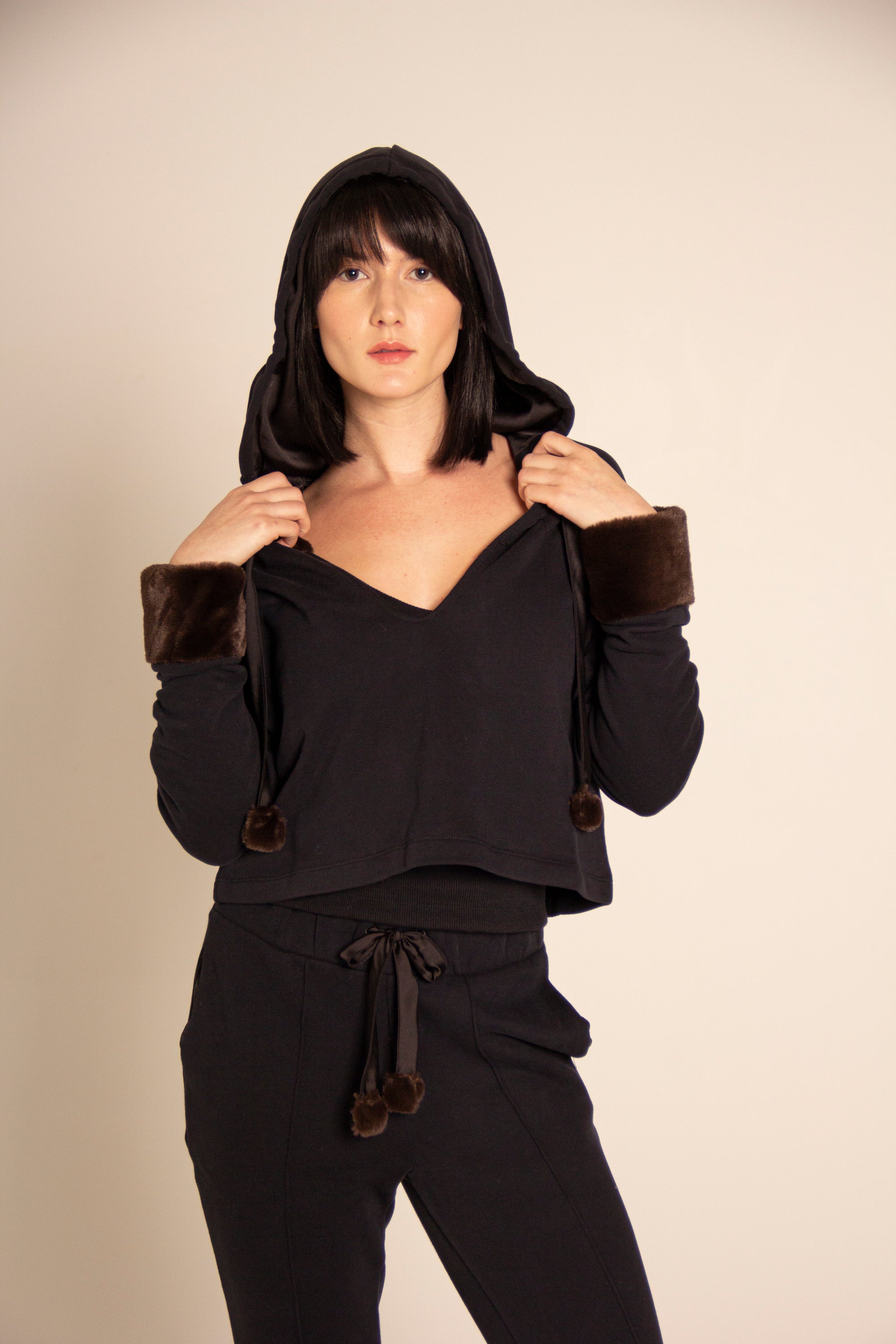PANTHERA HOODIE WITH FAUX FUR DETAIL