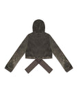 TIGRESSE VELVET WRAP HOODIE WITH SATIN TIE STRAPS