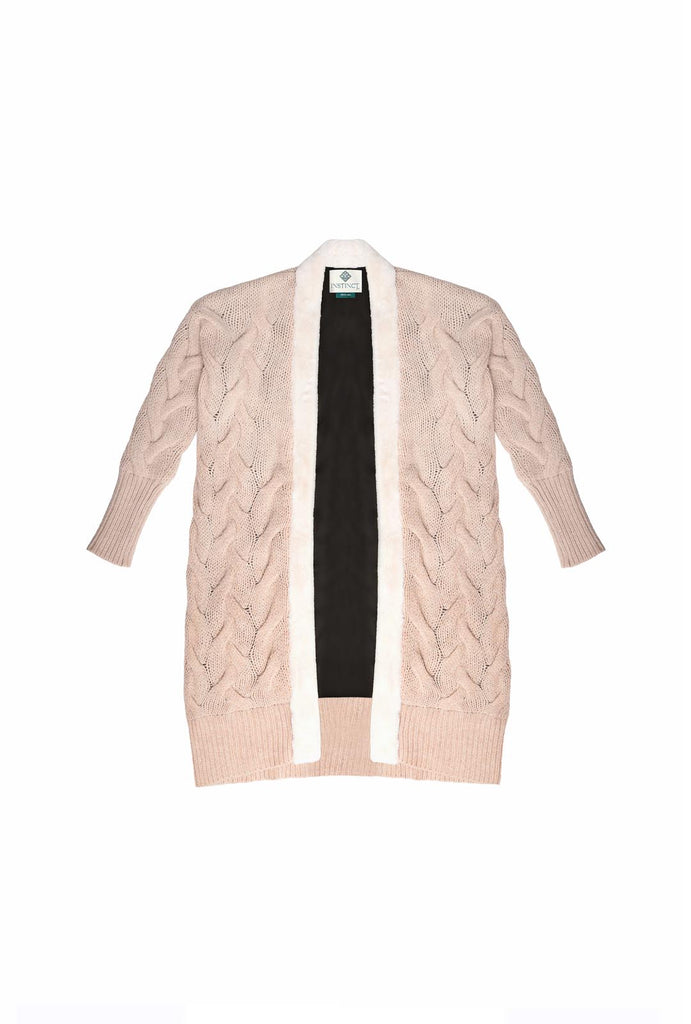 TALISMAN Cashmere-Wool Faux-Fur Cardigan